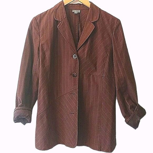 Vintage J. Jill Chocolate Brown Linen Blend 4-Button Blazer size 8 - Picture 1 of 5